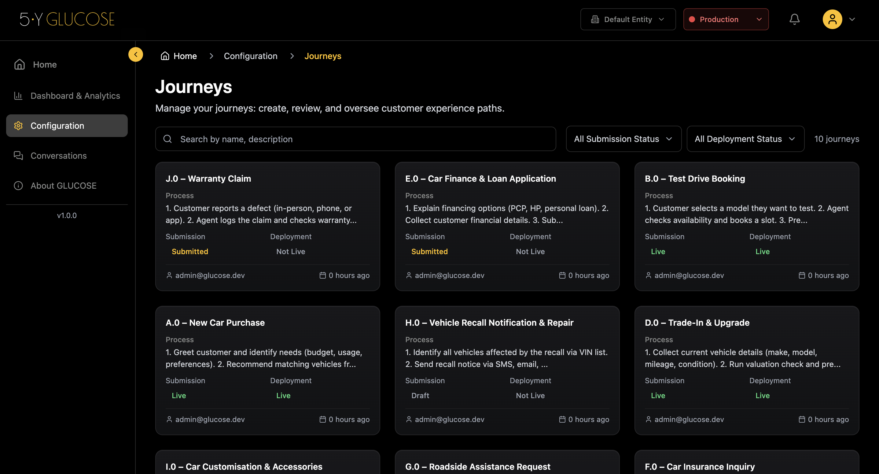 GLUCOSE Journey Builder Interface